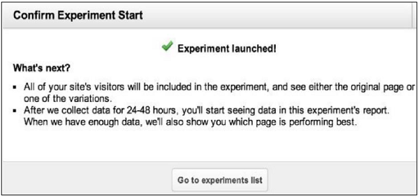 Confirm Experiment Start