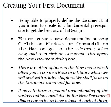 Placing Word Document