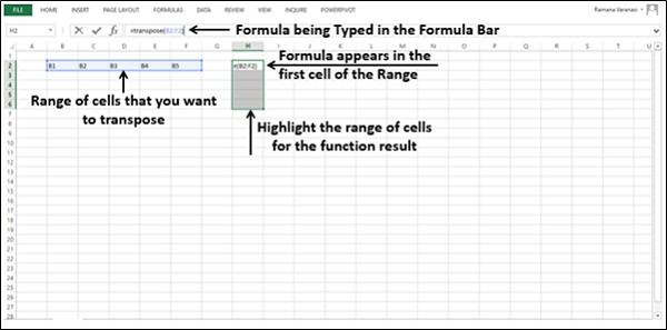 Formula Transpose Function