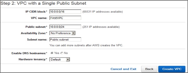 VPC with single subnet