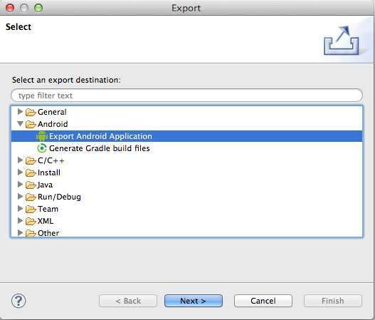 Android Export Screen