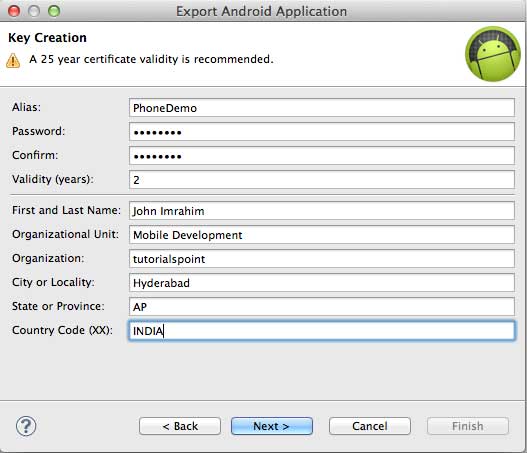 Android Key Creation