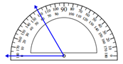 Measuring an angle with the protractor Worksheets Online Quiz 1.10