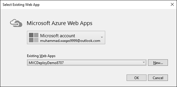Click Microsoft Azure Web Apps