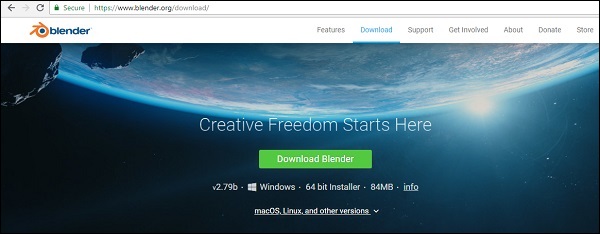 Screenshot Blender Website