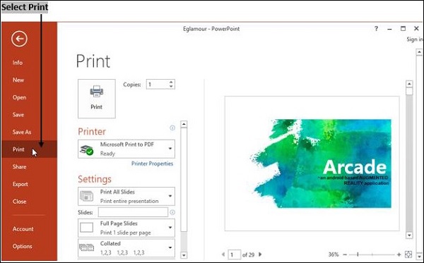 Powerpoint Select Print