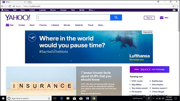Yahoo Home Page