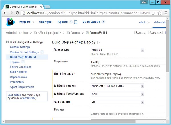 Build Configuration Settings Click Save