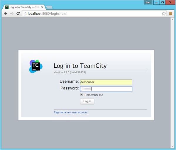 Team City User Id and Password