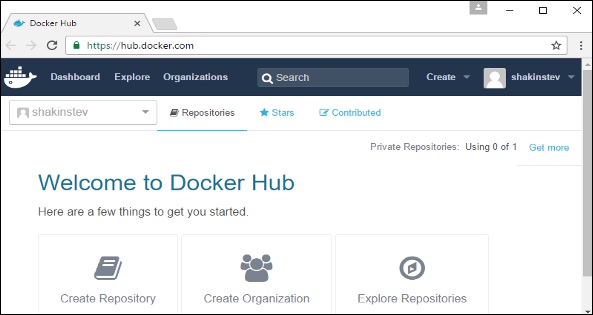 Logged into Docker Hub