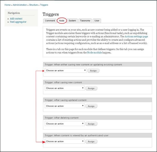 Drupal Triggers and Actions