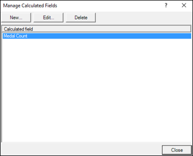 Manage Calculated Fields Dialog Box Appear