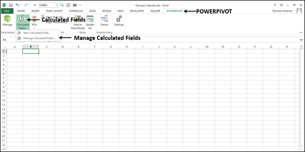 Viewing Calculated Fields in the Excel Window