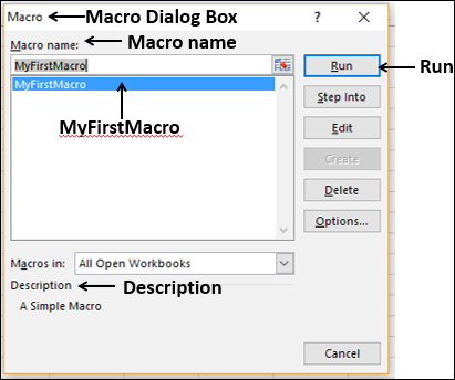 Macro Dialog Box