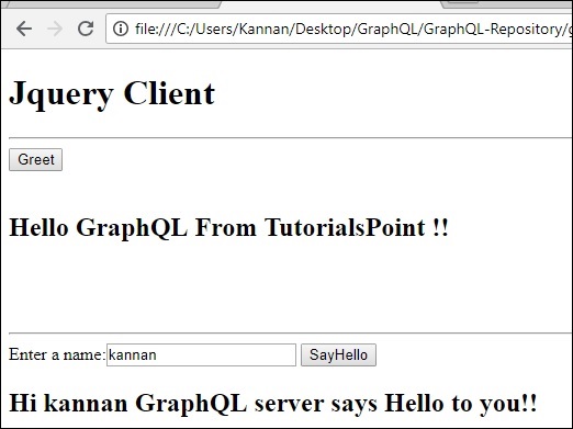 Browser Output of jQuery Integration