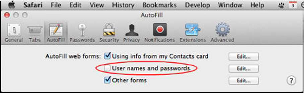User Name Passwords