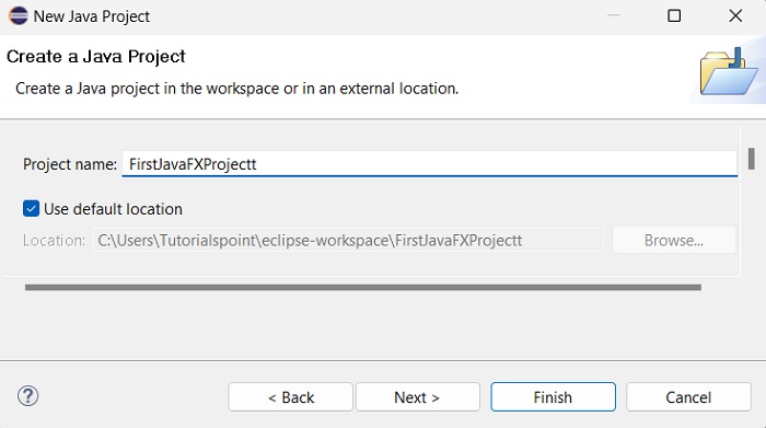 Project Name and Click Finish