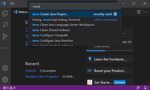Visual Studio Create Java Project