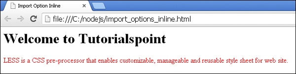 LESS Import Options Inline