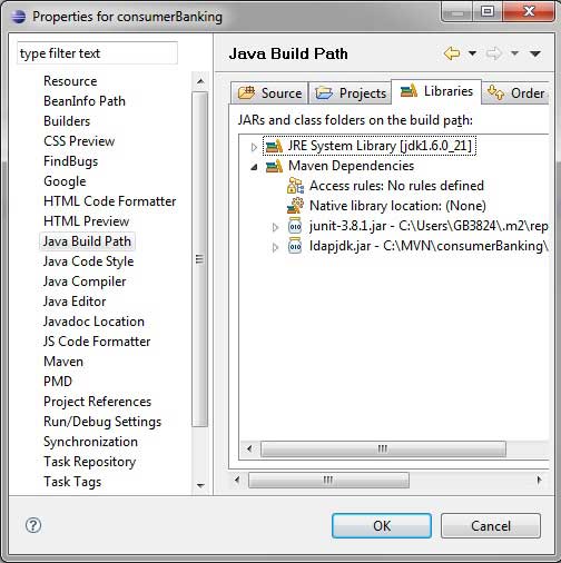 Java Build Path having Maven dependencies.
