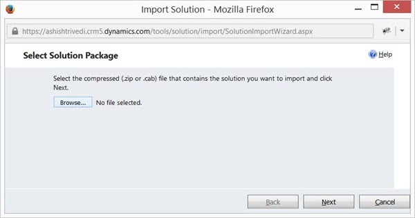 Mscrm import Solution Step 2