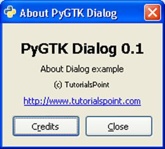 About PyGTK Dialog