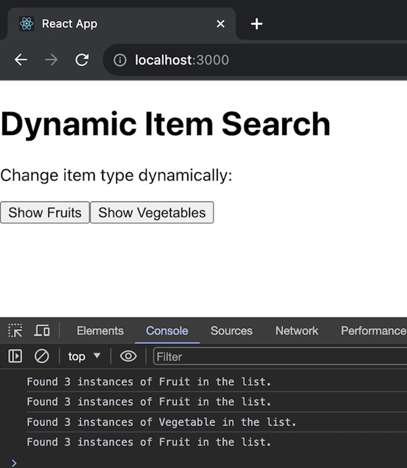 dynamic item search