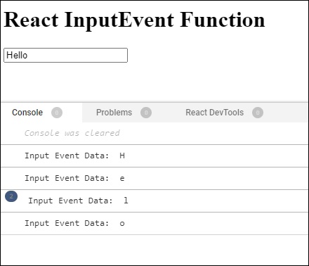 react inputevent function