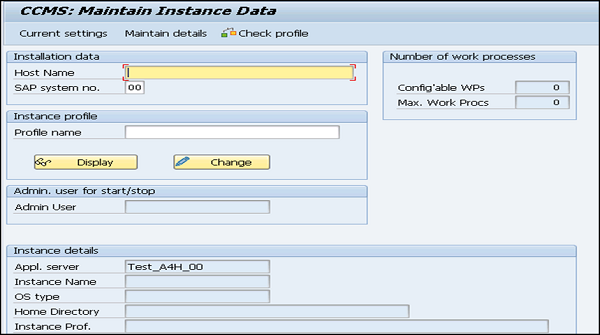 SAP Maintain Instance