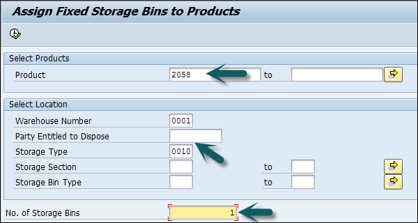 Assign Fixed Storage Bins