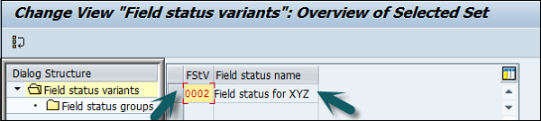 new Field status variant code