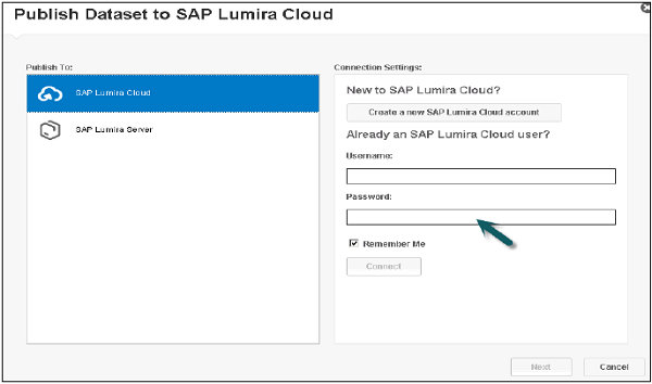 Publishing SAP Lumira Cloud Step2