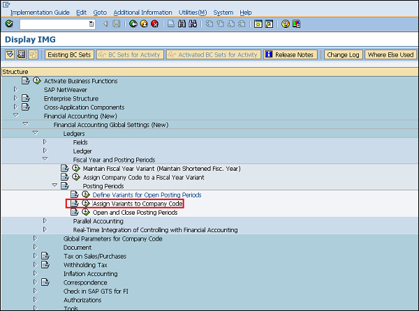 SAP posting period variant assign