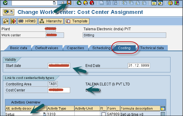 Cost Center Assignment