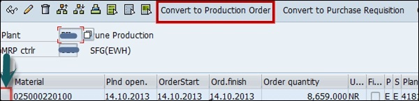 Convert into Production Order