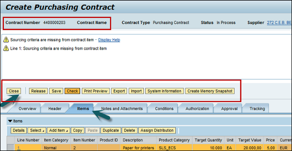 Creating Purchasing Contact