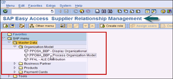 Supplier Relationship Management Screen