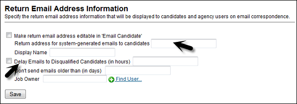 Return Email Address Information