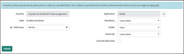 Services and Configuration Items Fields