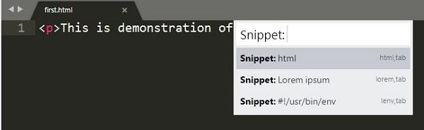 Choose Snippet:html