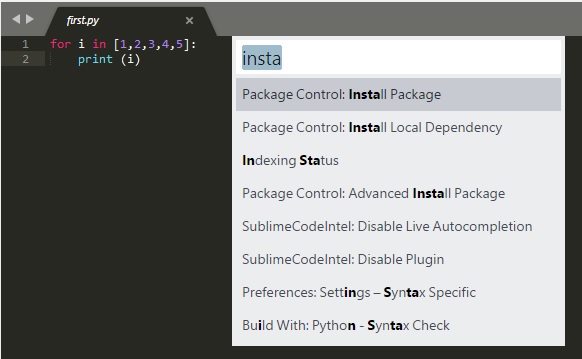 Install Packages Command Palette