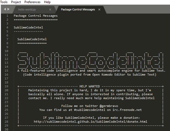 SublimeCodeIntel Plugin Installation Step3