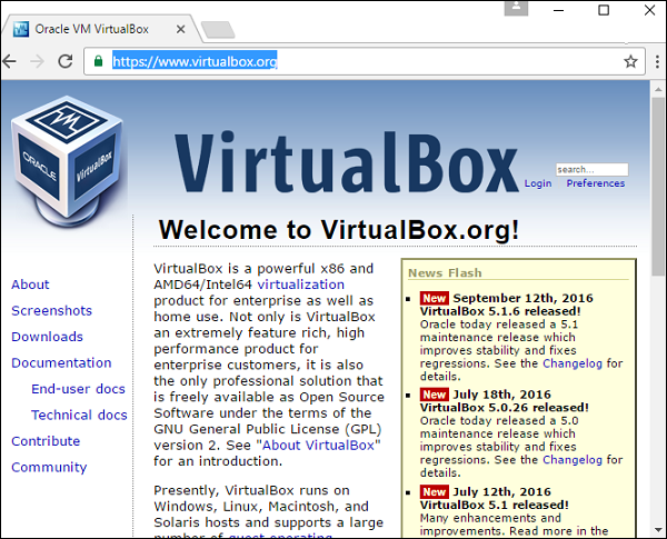 Download Oracle VirtualBox