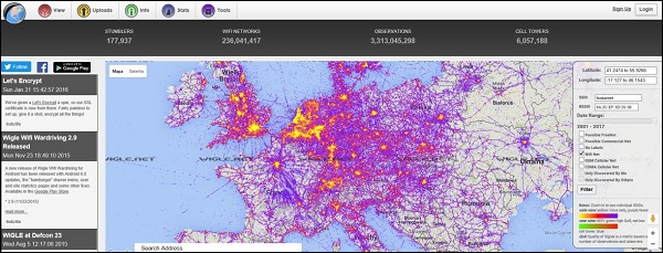 Map GSM Cellular Network