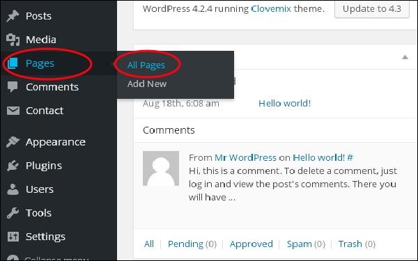 WordPress Edit Links