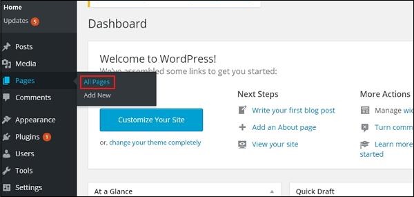 WordPress Edit Pages