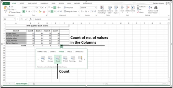 Count Number Of Values in Columns