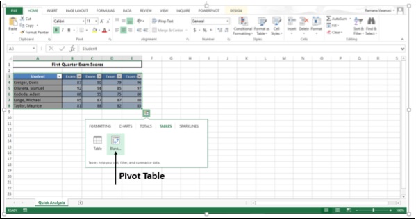 Create Pivot Tables