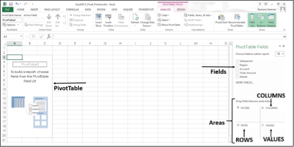 PivotTable New Worksheet