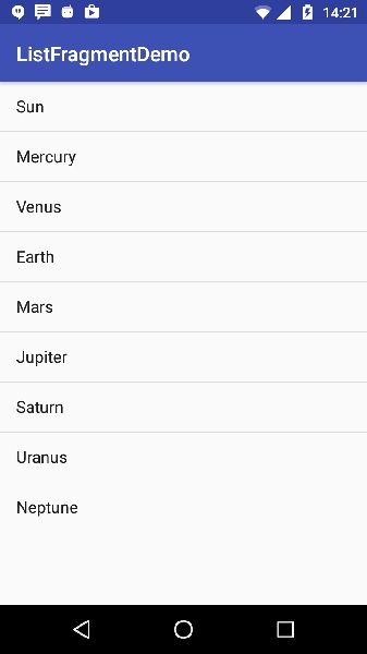 Android list fragment